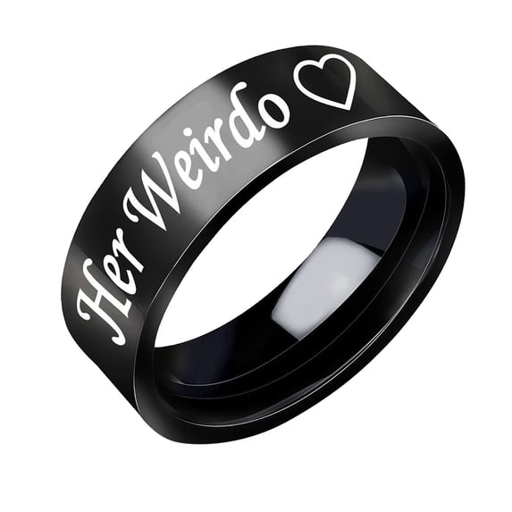 CILENON Engagement Rings for Women Simple Titanium Steel Ring Women's Ring Cartoon Cute Jewelry Ring Silver Rings Gold Ring Wedding Rings for Women(Black2,12)