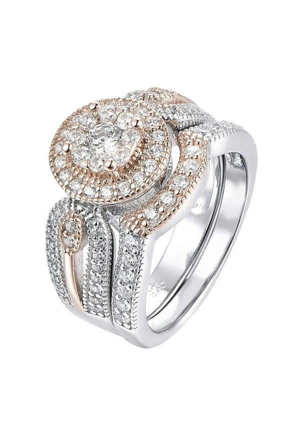 Engagement Round Cut Zircons Women Wedding Rings Jewelry Rings For Woman Full Diamond Ladies Ring (Gold,10)