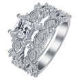 thumbnail image 1 of CILENON Engagement Zircons Women Wedding Rings Set Jewelry Rings For Woman Diamond Ladies Ring Set (Silver,6), 1 of 5