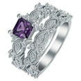 thumbnail image 1 of CILENON Engagement Zircons Women Wedding Rings Set Jewelry Rings For Woman Diamond Ladies Ring Set (Purple,9), 1 of 5