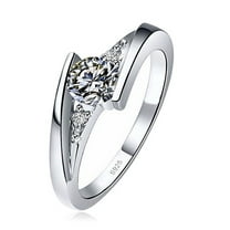 CILENON Exquisite Out Commemorate Ring Women Engagement Wedding Jewelry Gift Size 5-10 (Silver,5)