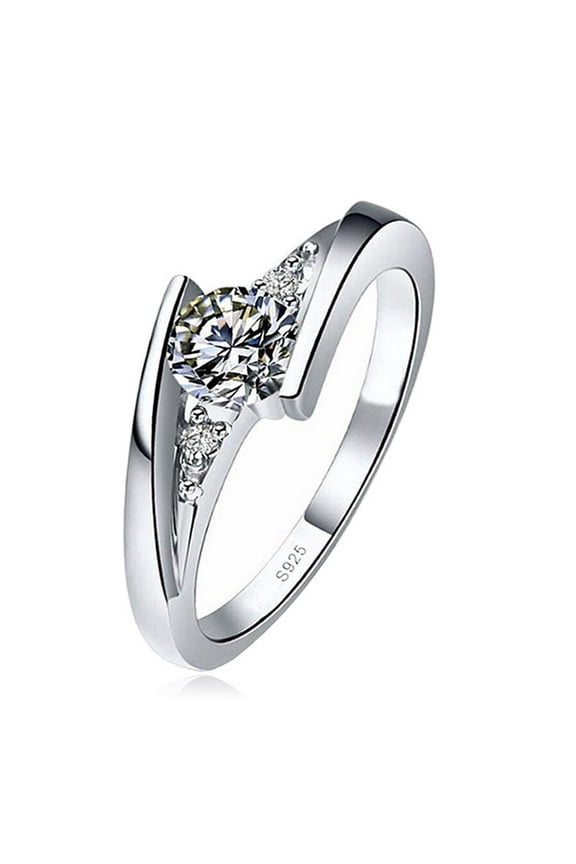 Exquisite Out Commemorate Ring Women Engagement Wedding Jewelry Gift Size 5-10 (Silver,5)