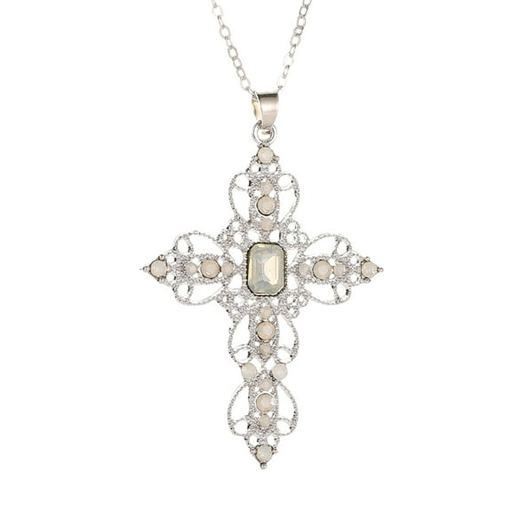 CILENON Fashion Beautiful Alloy Cross Pendants Necklaces Cross Pendant Necklace Jewelry Gifts For Women (A,One Size)