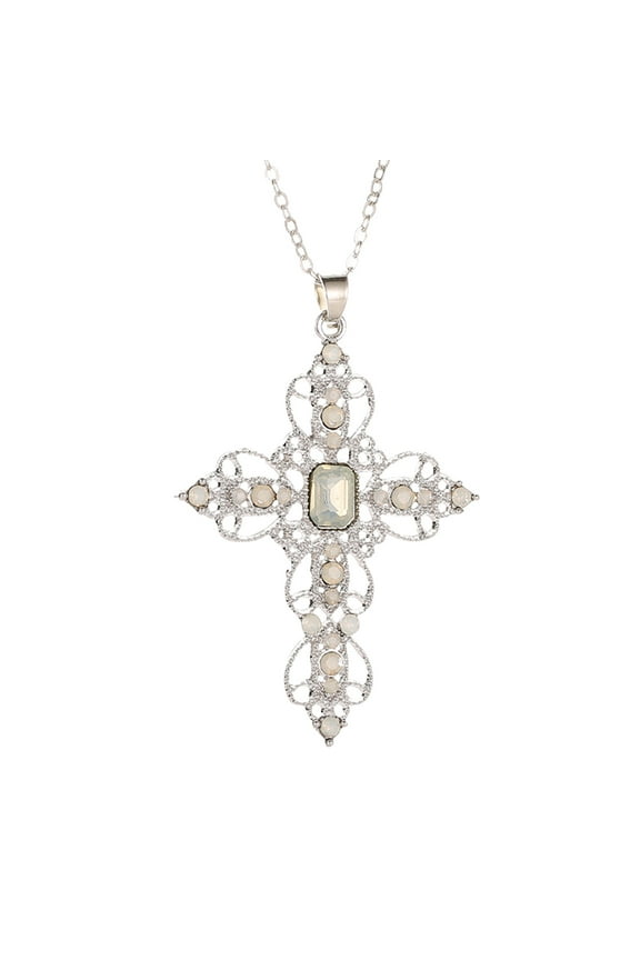 Fashion Beautiful Alloy Cross Pendants Necklaces Cross Pendant Necklace Jewelry Gifts For Women (A,One Size)