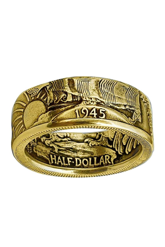 Fashion Men'S Jewelry Ring Party Ring Personality Coin Ring 7-13 (Gold,10)