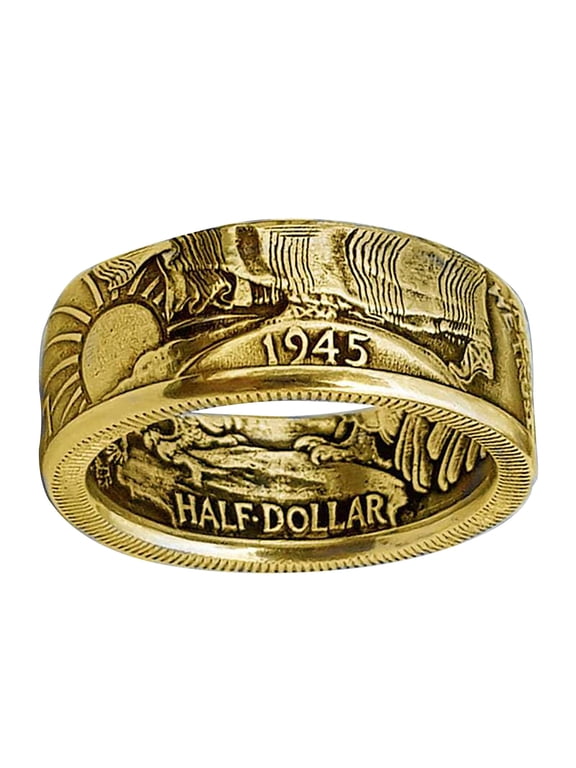 Fashion Men'S Jewelry Ring Party Ring Personality Coin Ring 7-13 (Gold,8)