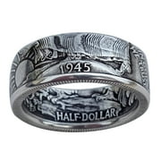 CILENON Fashion Men'S Jewelry Ring Party Ring Personality Coin Ring 7-13 (Silver,10)