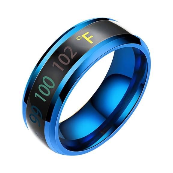 CILENON Fashion New Physical Intelligent Temperature Couple Ring Mood Display Ring Magic (Blue,6)