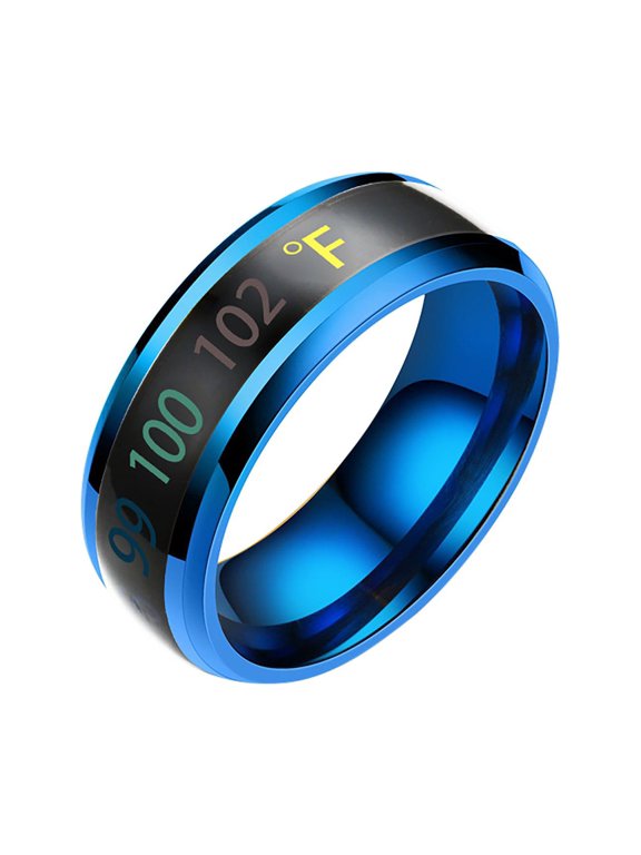 Fashion New Physical Intelligent Temperature Couple Ring Mood Display Ring Magic (Blue,7)