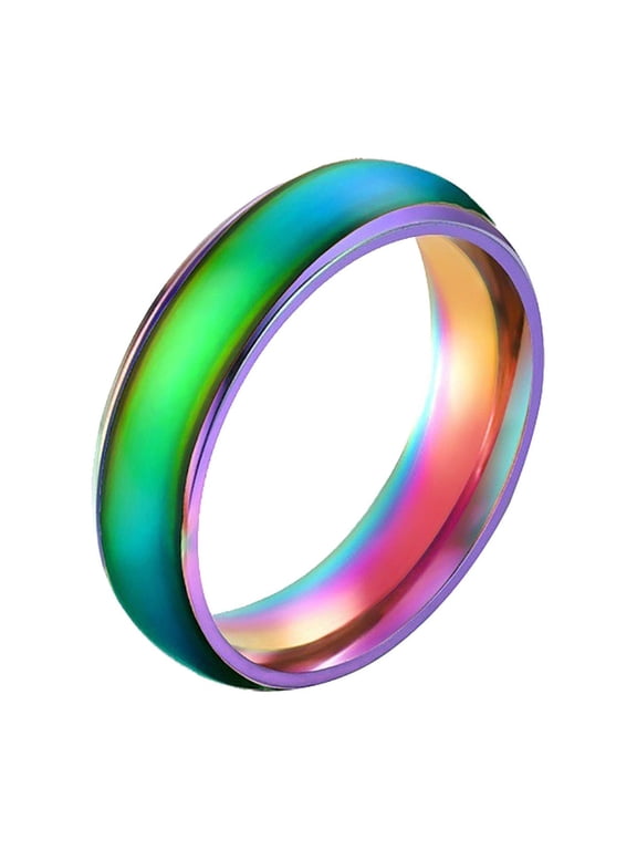 Fashion Thermochromic Stainless Steel Ring Color Changing Ring Jewelry Gifts (Multi-color,9)