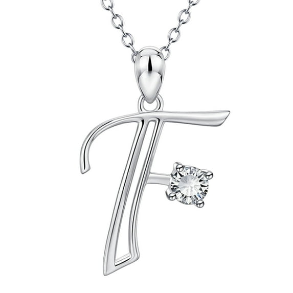 CILENON Fashion Women Gift 26 English Letter Name Chain Pendant Necklaces Jewelry (Silver,One Size)