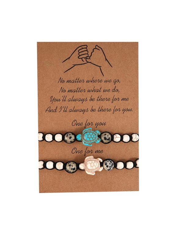 Friendship Bracelets for Women Turtle Bead Bracelet Hand Woven Vintage Bracelet With Card for Women Men Beach Jewelry Christmas Birthday Gifts for Women Friend(A,One Size)