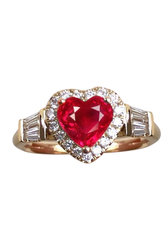 Gemstone Birthstone Sapphire Statement Engagement Rings For Women Anniversary Promise Rings For Her (Red,7)