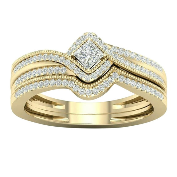 CILENON Gifts For Girlfriend Women'S Micro Inlaid Zircon Ring Ring Jewellery (Gold,8)