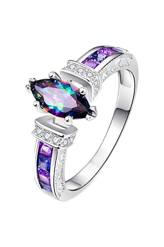 Gold Band Ring Woman Fashion 925 Silver Jewelry Mystic Topa Z Women Wedding Engagement Ring Size 6-10 Gold Engagement Rings for Women Thumb Rings for Women Ring Set for Women(Multi-color,10)