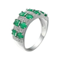 CILENON Gold Band Ring Woman Silver Women Fashion Trend Single Full Diamond Zircon Ring Ladies Jewelry Diamond Rings for Women Size 6 10 Gold Engagement Rings for Women (Green,8)