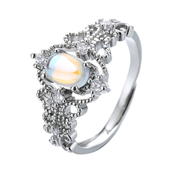 CILENON Gold Filled Ring Vintage Open Adjustable Cutout Fancy Ring Gold Ring Set Wedding Bands Gold Rings for Women Non Tarnish(Silver,One Size)