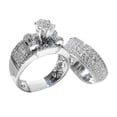 thumbnail image 1 of CILENON Gold Jewelry for Women Luxury Fashion Brilliant Crown Zircon Ring Set Jewelry Women Wedding Engagement Couple Matching Rings Gold Rings for Women Rings for Women (Silver,7), 1 of 6