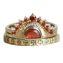 CILENON Gold Jewelry for Women Three Piece Rings Three Piece Sun Wedding Rings Gold Rings for Women Rings for Women Gold Plated Rings for Women(Gold,9)