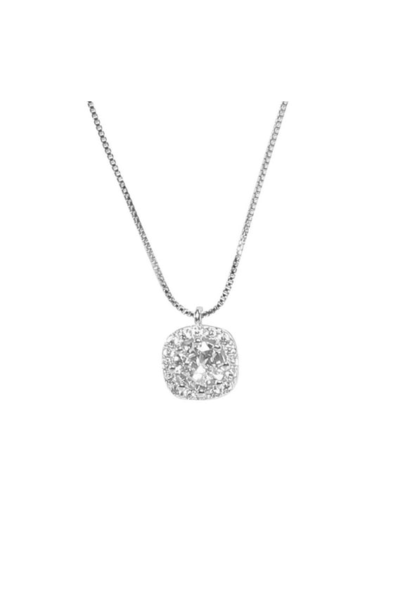 Gold Necklace for Women,Dainty Gold Necklaces 14K Gold Plated Diamond Necklaces Cute Cz Solitaire Choker Necklaces for Women Simple Cubic Zirconia Pendant Necklace Gifts(Silver,One Size)
