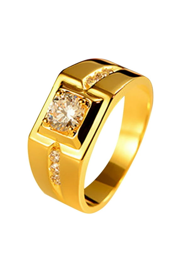 Gold Plated Rings for Women Gentleman Temperament Plated 24K Gold Ring Men's Domineering Ring Eternal Engagement Wedding Ring Silver Wedding Band Women Diamond Ring Women Rings(Gold,9)