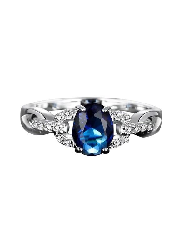 Gold Plated Rings for Women Geometry Diamond Ring Elegant Rhinestone Ring Blue Red Jewellery Rings Women Fashion Full Diamond Zircon Rings for Women Size 5 12 (Blue,9)