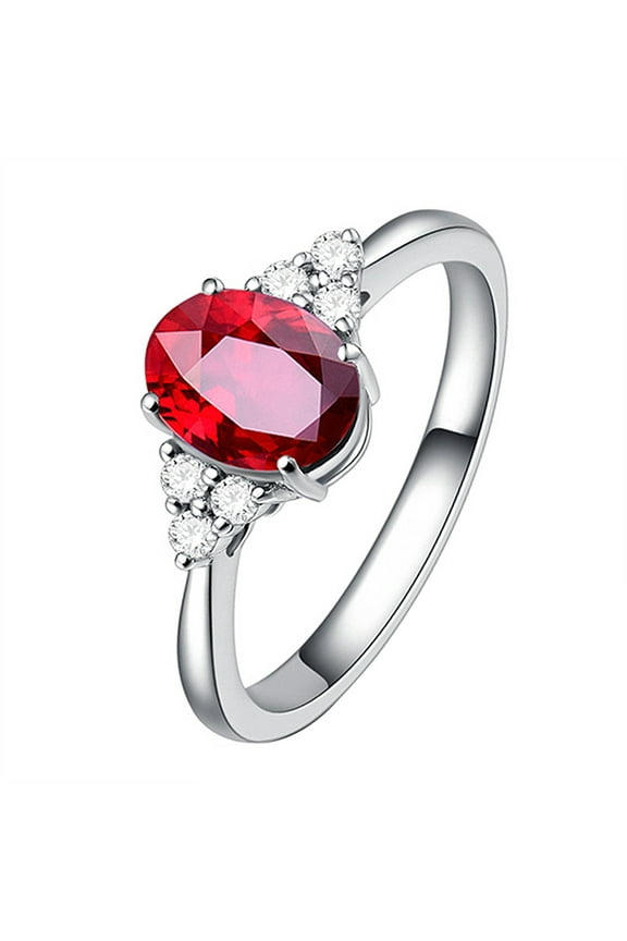 Gold Plated Rings for Women Women Natural Pigeon Blood Ruby Plated 18K Yellow Gold Set Diamond Ring Silver Wedding Band Women Diamond Ring Women Rings(Red,7)