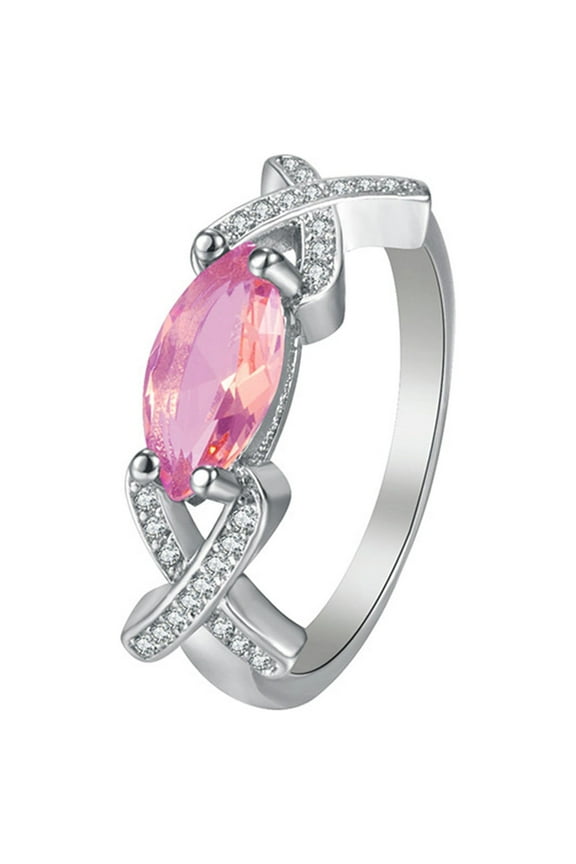 Gold Ring Ladies Fashion Rings Inlaid Zircon Personalized Fashion Combinations Crystal Horse Eye Diamond Rings Gold Filled Ring Gold Ring Set Wedding Bands(Hot Pink,6)