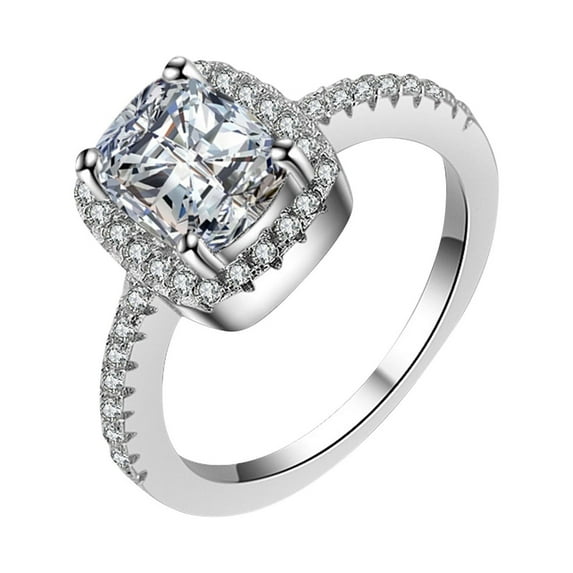 CILENON Gold Rings That Don'T Tarnish Square Zircon And Diamond Ring for Women Fashion Jewelry Popular Accessories for Wife Diamond Ring Jewelry for Women Engagement Ring(White,10)