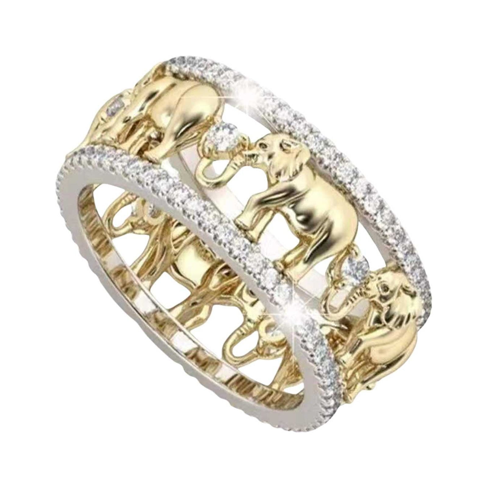 CILENON Gold Rings That Don'T Tarnish Elephant Ring Diamond Ring Simple