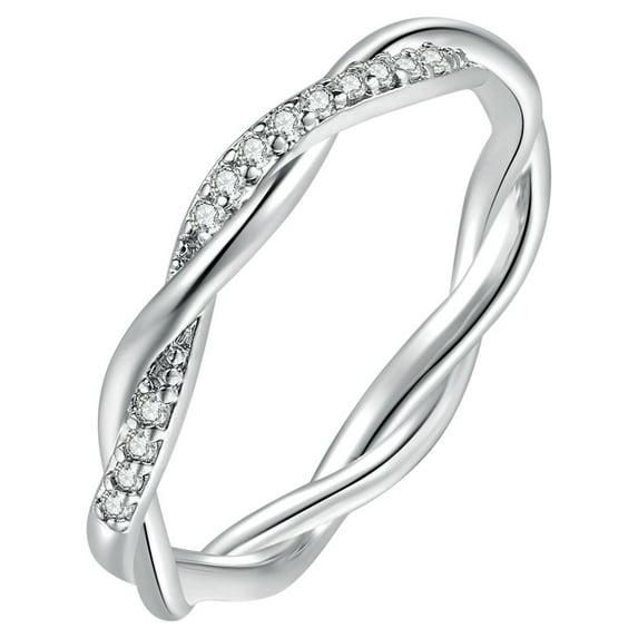 CILENON Gold Rings for Women Cross-Wound Zirconia Rings Diamond Anillos Mujer Women Rings Fashionable Female Ring Fashion Rings for Women Rings for Women Gold Plated Rings for Women (Silver,5)