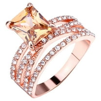 CILENON Clearance Engagement Gold Wedding Bands Rings For Women Non Tarnish Cz Cubic Zirconia Silver And Gold Rings Ring For Mothers Daughter Bridesmaid Gifts Jewelry(Rose Gold,11)