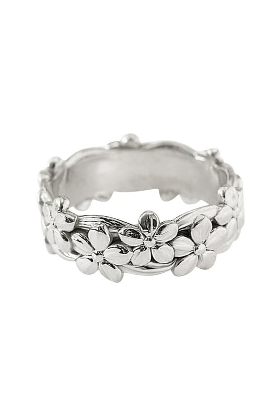 Gold Rings for Women Non Tarnish Flower Shape Around Rings Women Fashion Trend Full Flower Ring Ladies Jewelry Diamond Rings for Women Size 5 11 Chunky Rings Wedding Rings (Silver,9)