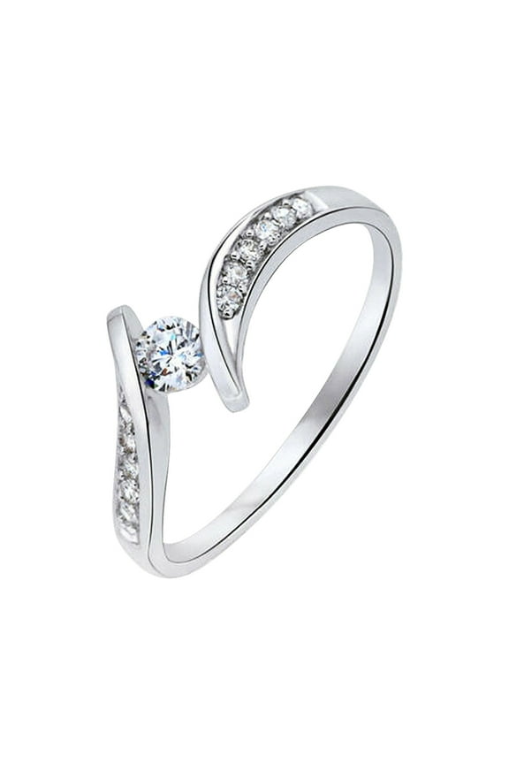 Gold Rings for Women Women's Diamond Ring Engagement Rings Statement Rings for All Women Holiday Gifts Rings for Women Gold Plated Rings for Women Silver Wedding Band Women(Silver,7)