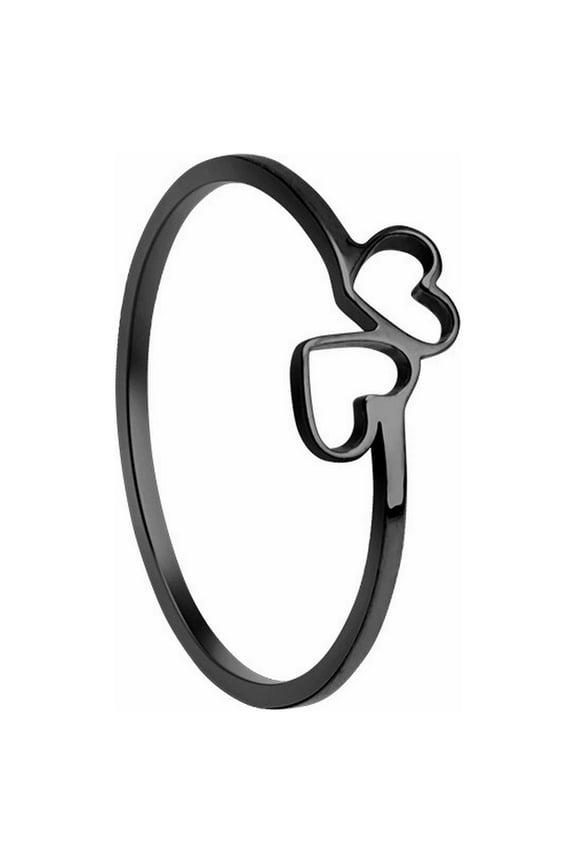 Gold Silver Rings for Women Non Tarnish Stackable Rings Trendy Dainty Gold Plated Stacking Cubic Zirconia Thumb Ring Set Love Friendship Dual Band Rings Promise Wedding Engagem (Black,7)