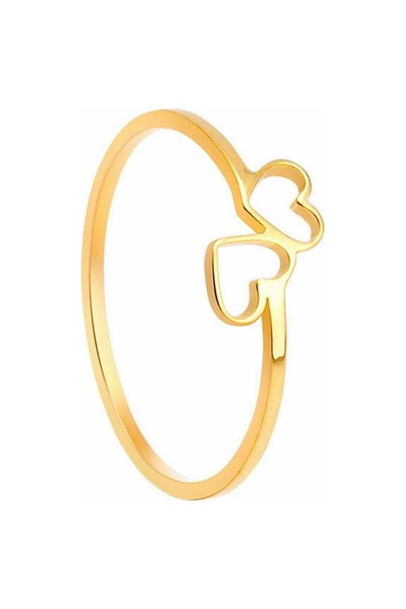 Gold Silver Rings for Women Non Tarnish Stackable Rings Trendy Dainty Gold Plated Stacking Cubic Zirconia Thumb Ring Set Love Friendship Dual Band Rings Promise Wedding Engagem (Gold,6)