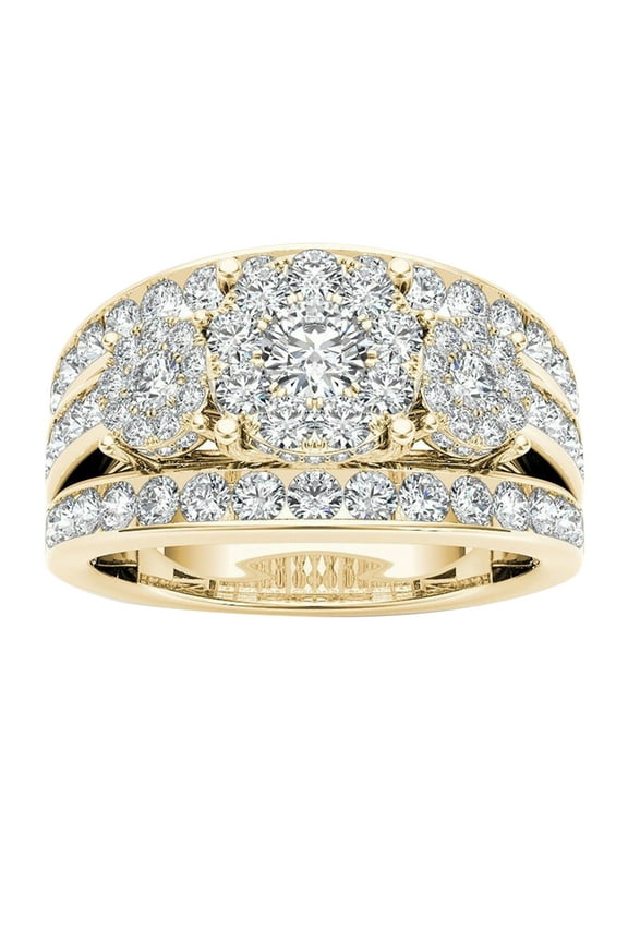 Gold Wedding Bands for Women Couple Rings Gold-Plated Inlaid Zircon Ring Classic Jewelry Spinelli Ring Stackable Rings for Women Wedding Band(F,7)