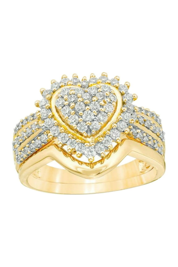 Gold Wedding Bands for Women Fashion Jewelry Rings Gold Loving Heart Engagement 3A Zircon Ring Sets Jewelry for Women Spinelli Ring Stackable Rings for Women Wedding Band(Gold,8)