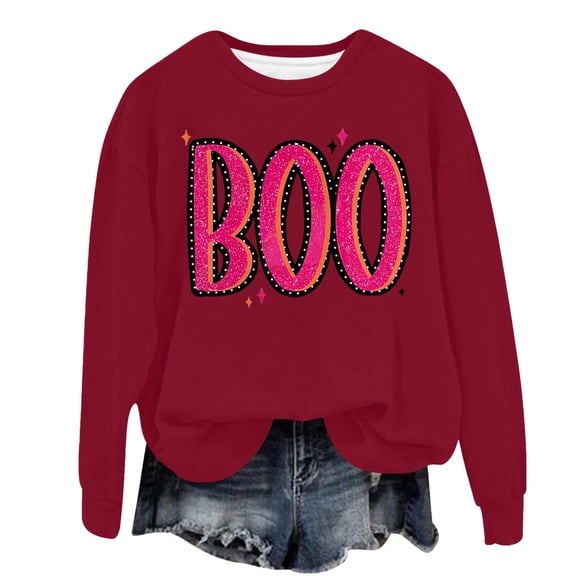CILENON Halloween Costumes Woman 2024 Halloween Sweatshirts for Women 2024 Fall Cute Pumpkin Face Bat Graphic Crewneck Long Sleeve Shirt Top (E,XL)