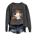 thumbnail image 1 of CILENON Halloween Costumes Woman 2024 Ladies' Halloween Print Round Neck Hoodie (Dark Gray,L), 1 of 4