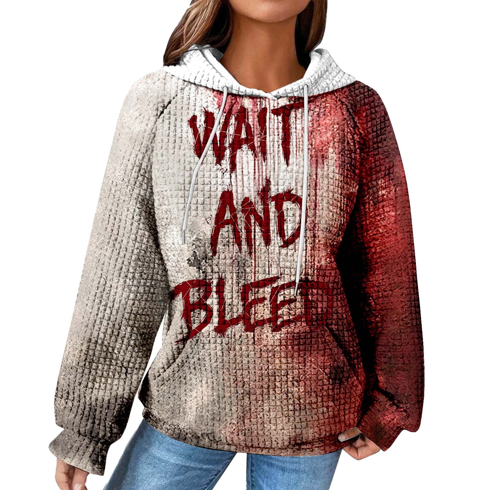 CILENON Halloween Sweatshirts for Women Lady's Letter Graphic Print