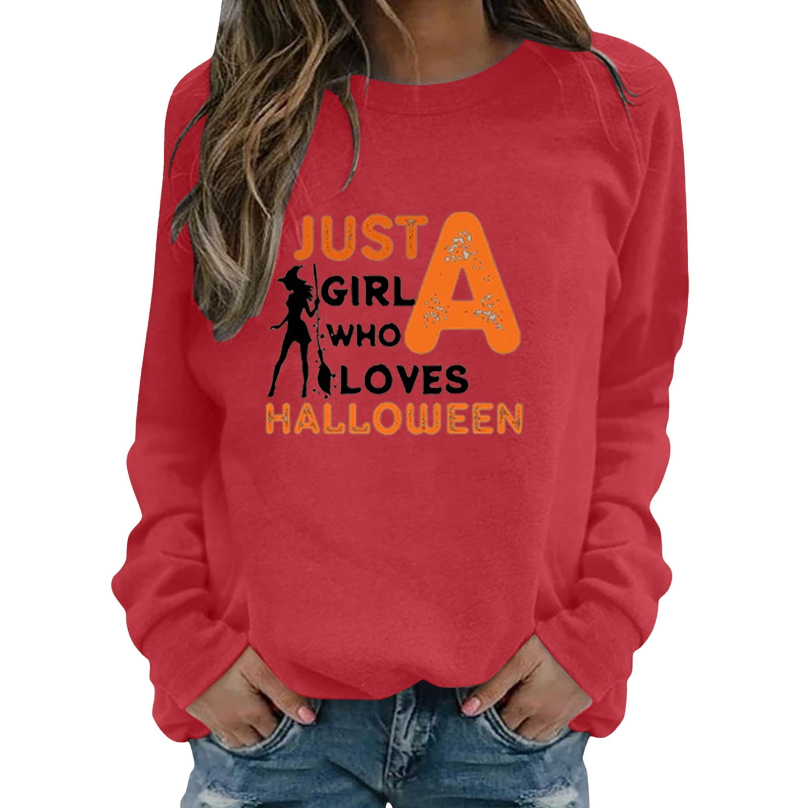 CILENON Halloween Sweatshirts for Women Women's Just A Girl Who Loves