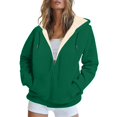 thumbnail image 1 of CILENON Happy New Year Gift Fleece Lined Jackets for Women Winter Coats Zip Up Hoodies Sweatshirts Warm Sherpa Cardigan Sweater With Pocket Quilted Jacket(Green,XXL), 1 of 5