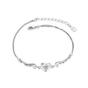 CILENON Heart Bracelets For Women Teen Girls Love Heart Charm Chain Bracelet Hollow Out Heart Link Bracelets For Women Fashion Jewelry Gifts Jewelry Gifts For Women(Silver,One Size)