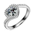 thumbnail image 1 of CILENON Heart Shaped Diamond Ring For Women Fashion Jewelry Popular Accessories (Silver,7), 1 of 6