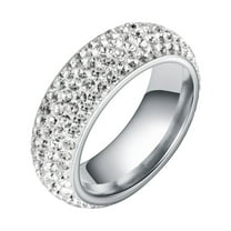 CILENON Hip Hop Bling Ring Female Stainless Steel Wedding Engagement Rings For Women Men Jewelry (Silver,12)
