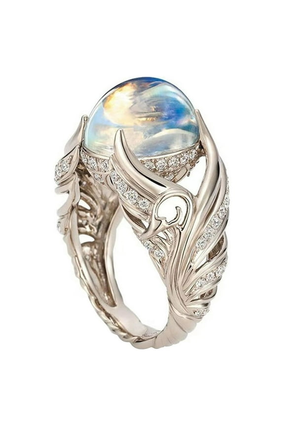 Hollow Blank Swan Colorful Ring Female Accessories Finger Ring Day Gift (B,One Size)