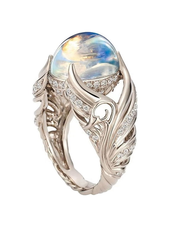 Hollow Blank Swan Colorful Ring Female Accessories Finger Ring Day Gift (C,One Size)