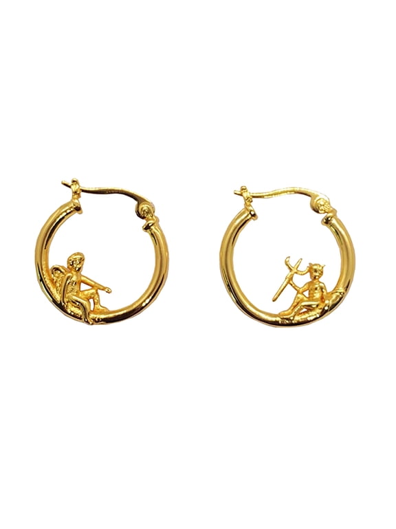 Hoops Personality Angel And Devil Whimsical Hoop Earrings Jewelry Earrings For Women (Gold,One Size)