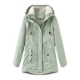 thumbnail image 1 of CILENON Jacket for Women Women's Winter Padded Padded Jacket With Fluffy Collar Loose Winter Coat (Mint Green,L), 1 of 9